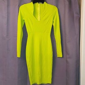 Fashion Nova, Size small pencil dress in neon lime color.